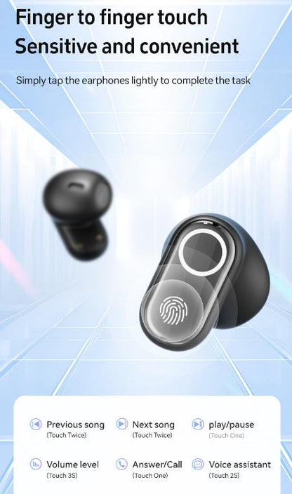 Purple Feather-Light TWS Earbuds - Bluetooth 5.4, Hi-Fi Sound, LED Display Case, 60H+ Playtime, Touch Control - Image 8