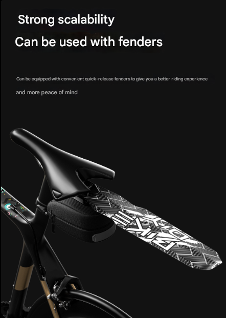 Black Compact Bike Saddle Bag - Quick-Release Water-Resistant Tail Pouch with Reflective Accents - Image 6