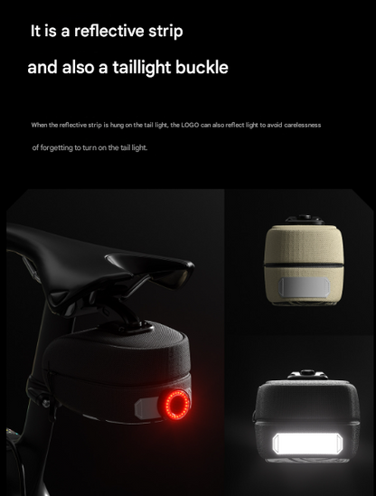 Khaki Compact Bike Saddle Bag - Quick-Release Water-Resistant Tail Pouch with Reflective Accents - Image 5