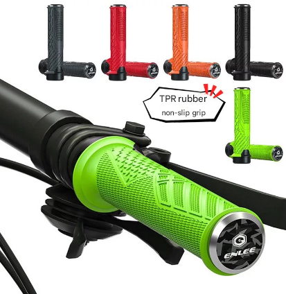 Red Ergonomic Lock-On Bike Grips - Anti-Slip TPR Rubber, Alloy Rings & Plugs for MTB & Commuter Bikes - Image 2