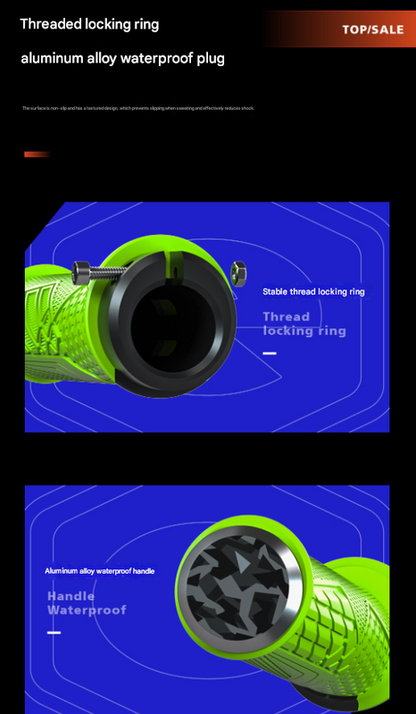 Green Ergonomic Lock-On Bike Grips - Anti-Slip TPR Rubber, Alloy Rings & Plugs for MTB & Commuter Bikes - Image 6