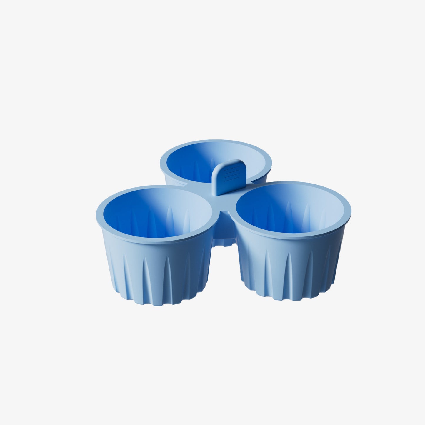 2 Pcs Blue 3-Compartment Silicone Bowl - BPA-Free, Microwave & Air Fryer Safe for Eggs, Baking & Food Storage
