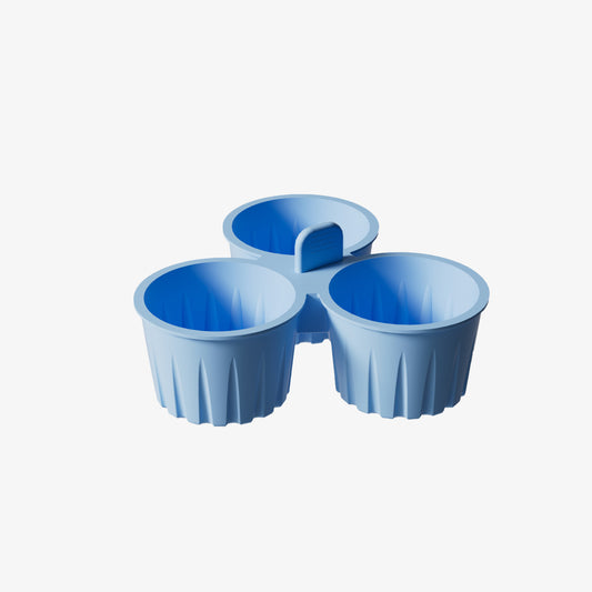 2 Pcs Blue 3-Compartment Silicone Bowl - BPA-Free, Microwave & Air Fryer Safe for Eggs, Baking & Food Storage