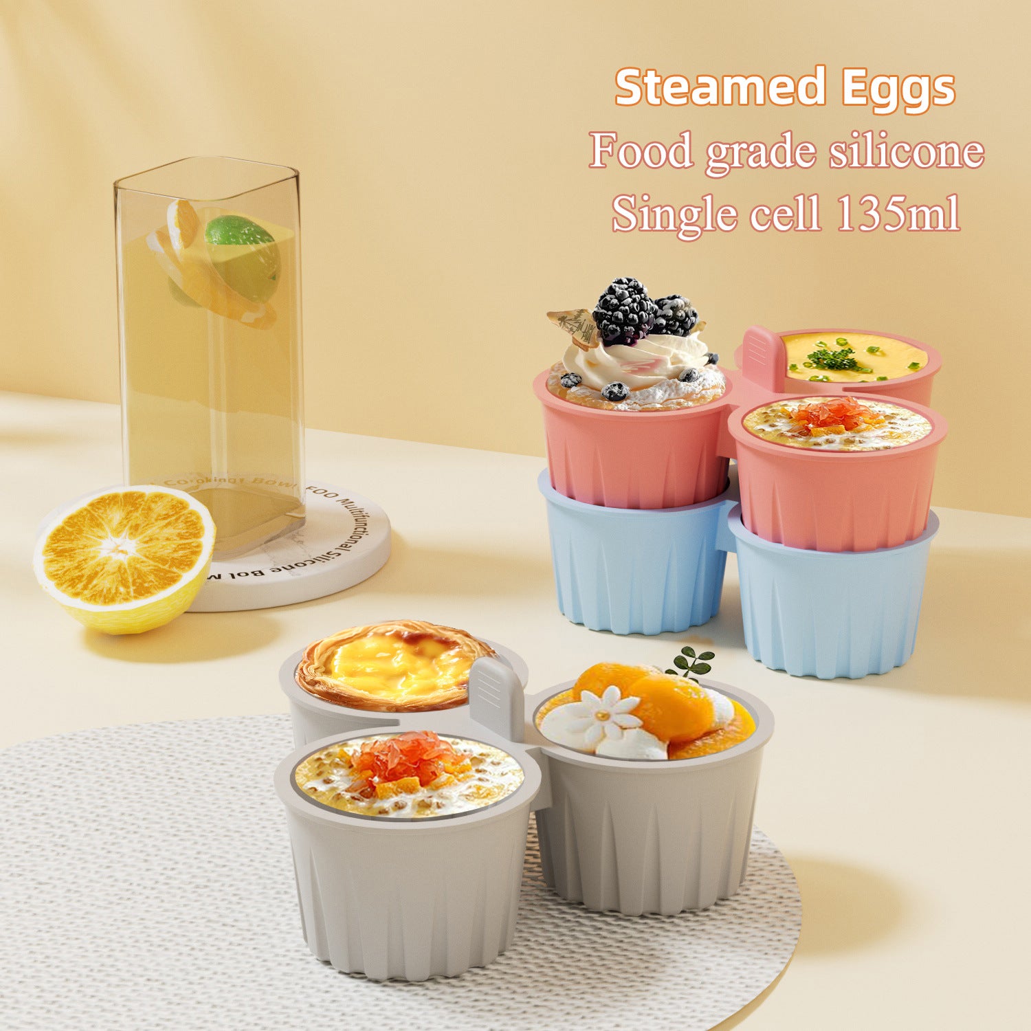 2 Pcs Pink 3-Compartment Silicone Bowl - BPA-Free, Microwave & Air Fryer Safe for Eggs, Baking & Food Storage - Image 2