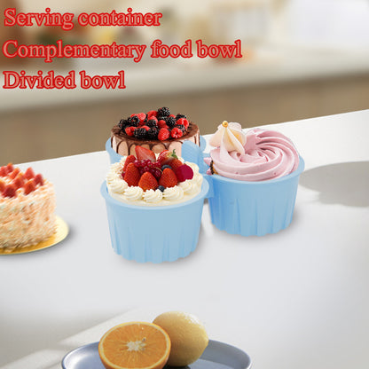 2 Pcs Pink 3-Compartment Silicone Bowl - BPA-Free, Microwave & Air Fryer Safe for Eggs, Baking & Food Storage - Image 3