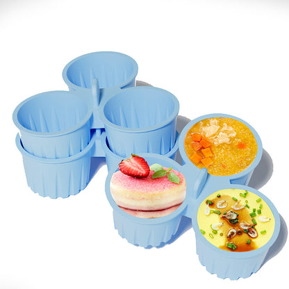 2 Pcs Pink 3-Compartment Silicone Bowl - BPA-Free, Microwave & Air Fryer Safe for Eggs, Baking & Food Storage - Image 5