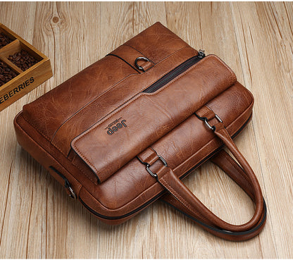 Brown Men's PU Leather Briefcase - Vintage Style Laptop Messenger Bag, Crossbody Satchel for Business & Casual - Image 6