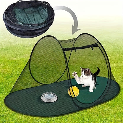 Black Portable Pop-Up Pet Tent - Lightweight Foldable Outdoor Enclosure for Dogs & Cats, Breathable Mesh Travel Kennel - Image 2