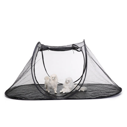 Black Portable Pop-Up Pet Tent - Lightweight Foldable Outdoor Enclosure for Dogs & Cats, Breathable Mesh Travel Kennel - Image 3