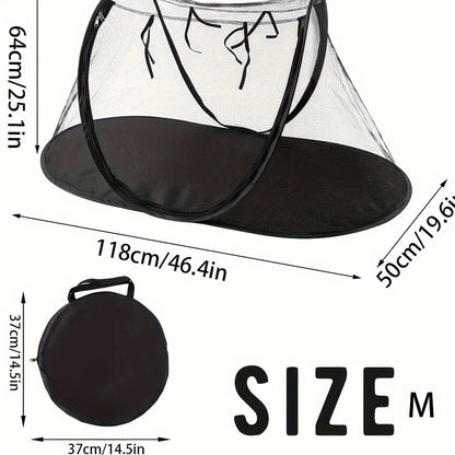 Black Portable Pop-Up Pet Tent - Lightweight Foldable Outdoor Enclosure for Dogs & Cats, Breathable Mesh Travel Kennel - Image 4
