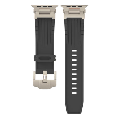 Dark Grey Rugged Tactical Silicone Strap for Apple Watch Ultra & Series - Heavy-Duty Metal Clasp - Image 2