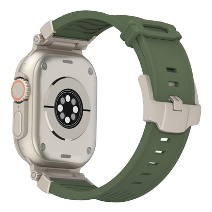 Black Rugged Tactical Silicone Strap for Apple Watch Ultra & Series - Heavy-Duty Metal Clasp - Image 6