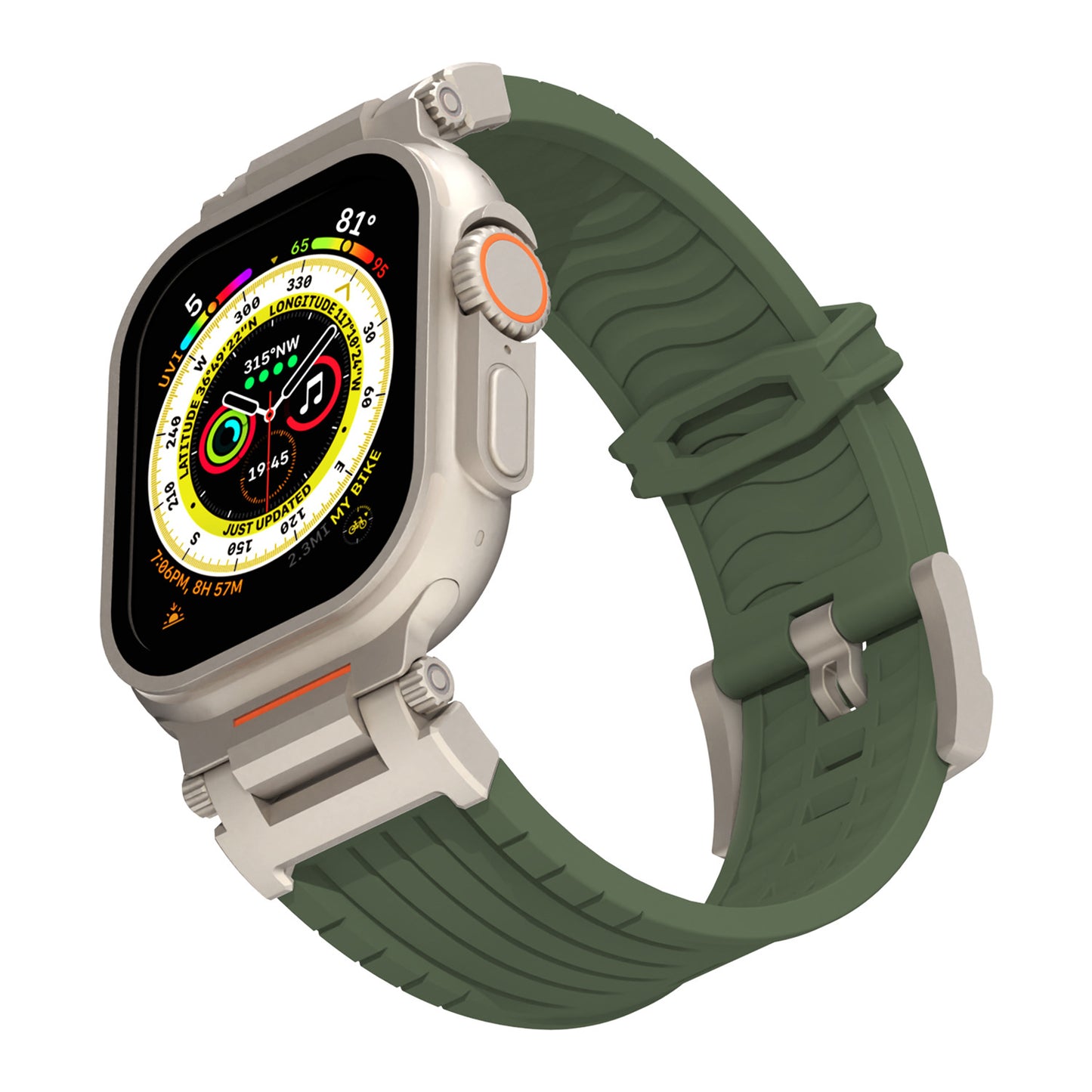 Black Rugged Tactical Silicone Strap for Apple Watch Ultra & Series - Heavy-Duty Metal Clasp - Image 7