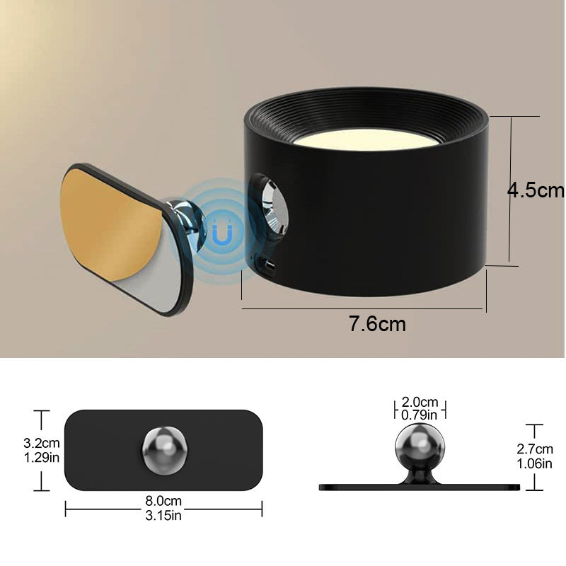 Black Rechargeable LED Magnetic Wall Light - Touch Control, 3 Colors & Dimmable, USB Portable Night Lamp for Reading & Cabinets - Image 2