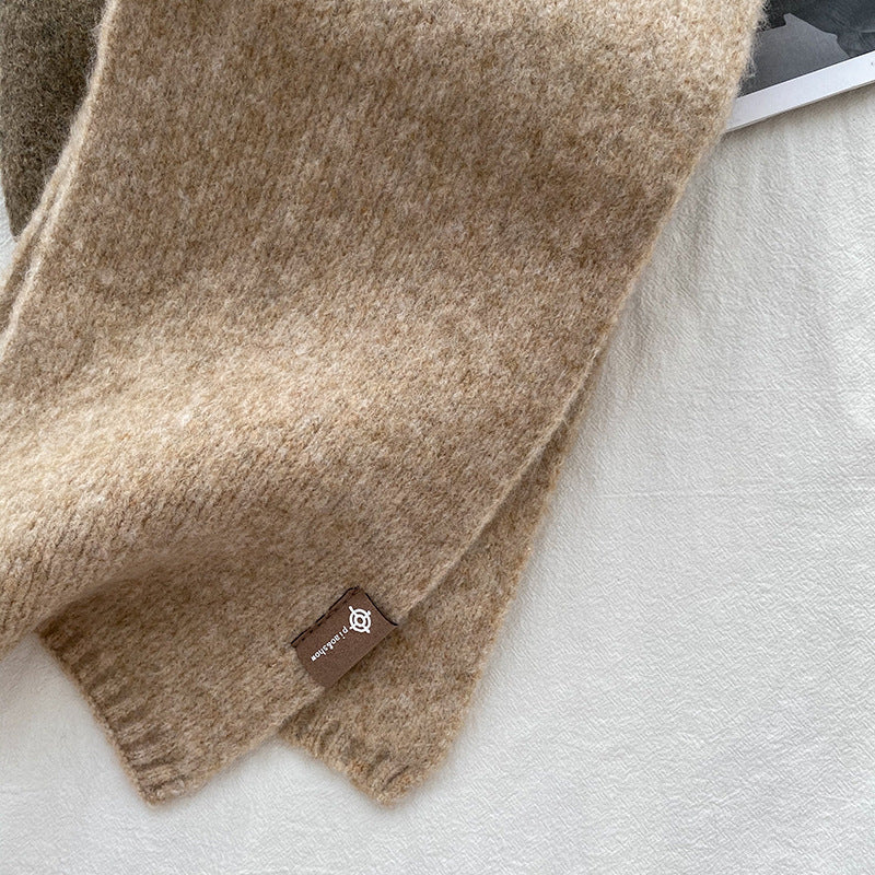 Khaki Luxuriously Soft Wool Blend Knit Scarf - Cozy Warm Solid Colour Unisex Winter Essential - Image 4