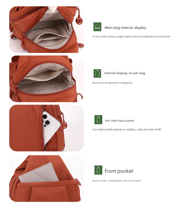 Grey Versatile Women's Convertible Mini Backpack & Sling Bag - Stylish Anti-Theft Oxford Cloth Daypack, Fits 9.7in iPad - Image 4