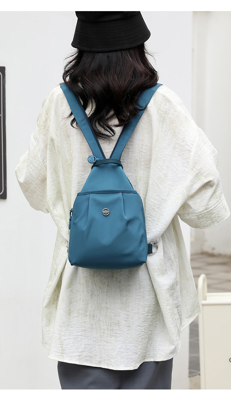 Blue Versatile Women's Convertible Mini Backpack & Sling Bag - Stylish Anti-Theft Oxford Cloth Daypack, Fits 9.7in iPad - Image 2