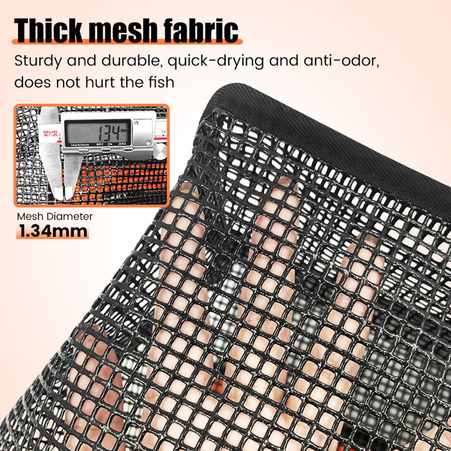 1 Piece Orange and Black Durable Collapsible Fishing Keepnet - Large 40.5L Quick-Dry Coated Nylon Fish Basket for Live Bait & Catch - Image 3
