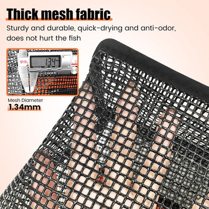 1 Piece Orange and Black Durable Collapsible Fishing Keepnet - Large 40.5L Quick-Dry Coated Nylon Fish Basket for Live Bait & Catch - Image 3