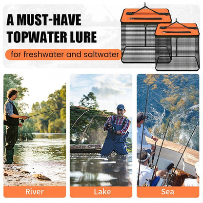 1 Piece Orange and Black Durable Collapsible Fishing Keepnet - Large 40.5L Quick-Dry Coated Nylon Fish Basket for Live Bait & Catch - Image 4