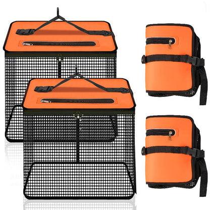 1 Piece Orange and Black Durable Collapsible Fishing Keepnet - Large 40.5L Quick-Dry Coated Nylon Fish Basket for Live Bait & Catch - Image 5