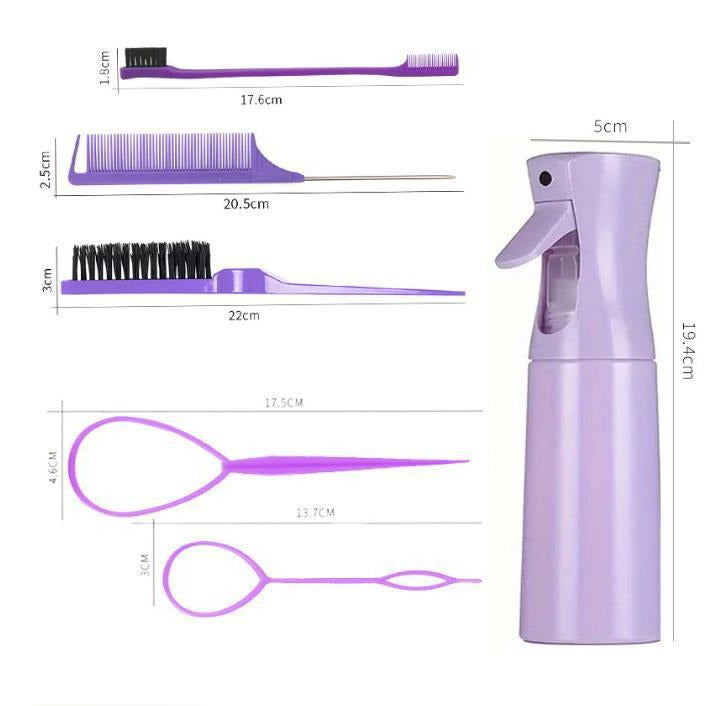 Purple Ultimate 27-Piece Hair Styling & Care Kit - Detangling Brushes, Combs, Scalp Massager & Salon Accessories - Image 2