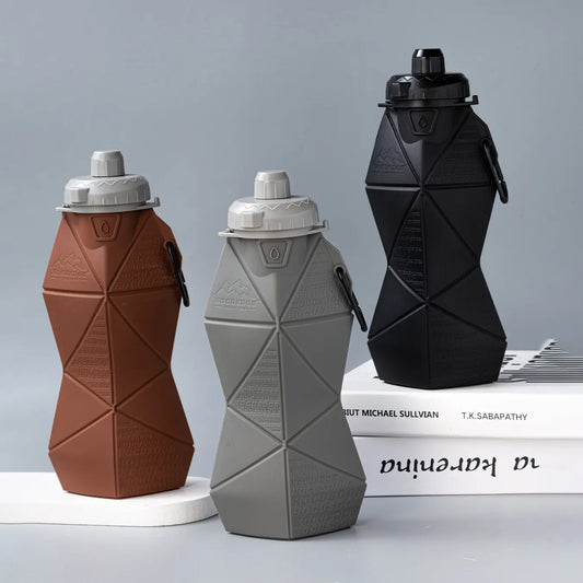 Black and Black Cup Lid Ultimate Foldable Silicone Water Bottle - Lightweight Leakproof Travel & Sports Hydration - 700ml - Image 4