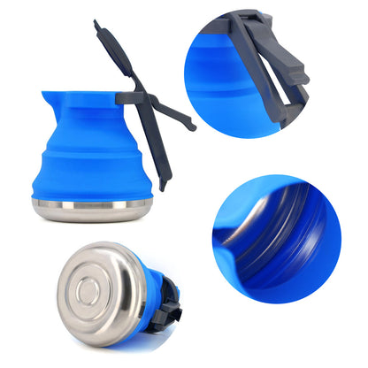 Rose Red 1.5L Collapsible Silicone Camping Kettle - Portable Foldable Travel Water Boiler, Stainless Steel Base - Image 4