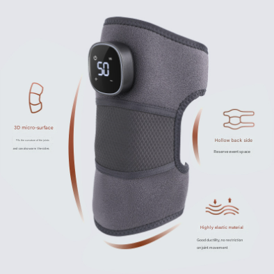 Grey Wireless Heated Knee Massager Brace - Rechargeable Vibration & Heat Therapy for Joint Pain Relief & Arthritis Support - Image 3