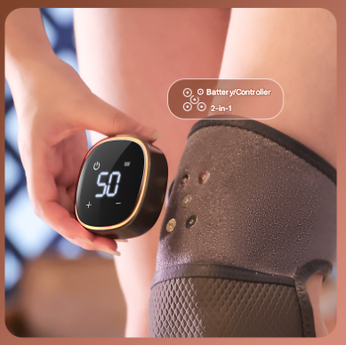 Grey Wireless Heated Knee Massager Brace - Rechargeable Vibration & Heat Therapy for Joint Pain Relief & Arthritis Support - Image 4