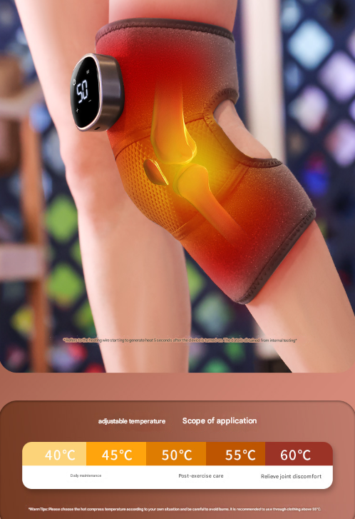 Grey Wireless Heated Knee Massager Brace - Rechargeable Vibration & Heat Therapy for Joint Pain Relief & Arthritis Support - Image 5
