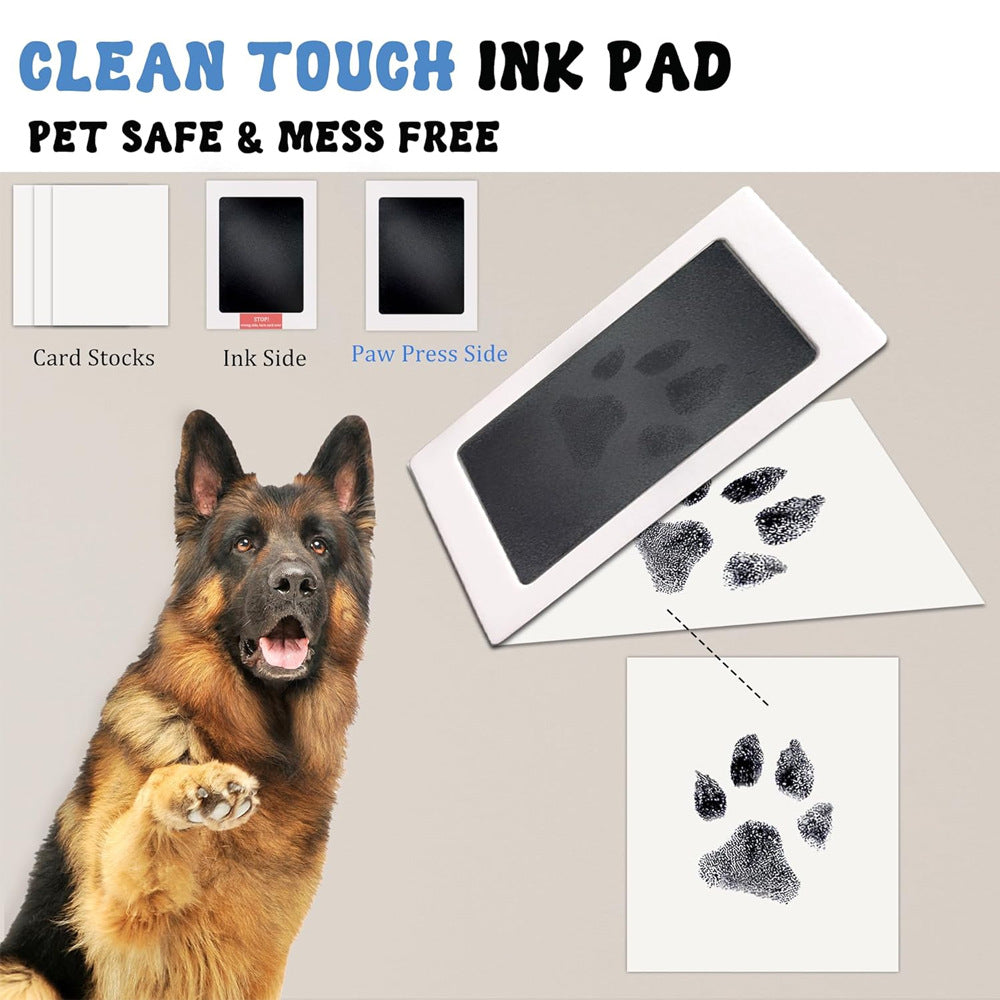 Black and White Pet Paw Print Keepsake Photo Frame Kit - Mess-Free Ink Pad for Dogs & Cats, Dual Photo & Print Display - Image 3