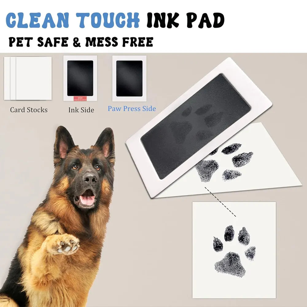 Black and White Pet Paw Print Keepsake Photo Frame Kit - Mess-Free Ink Pad for Dogs & Cats, Dual Photo & Print Display - Image 3