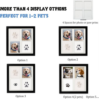 Black and White Pet Paw Print Keepsake Photo Frame Kit - Mess-Free Ink Pad for Dogs & Cats, Dual Photo & Print Display - Image 5