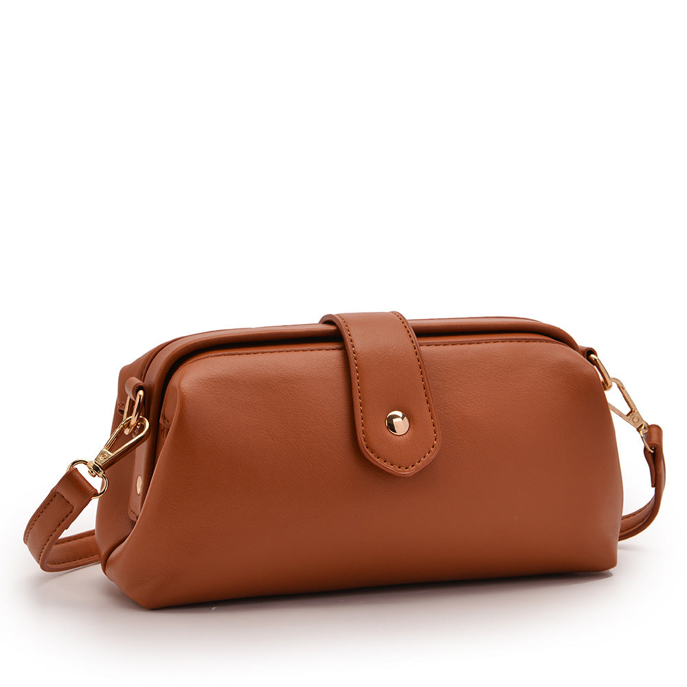 Brown Chic Vintage Inspired PU Leather Crossbody Bag - Small Frame Doctor Style Purse with Adjustable Strap - Image 4