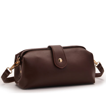 Coffee Chic Vintage Inspired PU Leather Crossbody Bag - Small Frame Doctor Style Purse with Adjustable Strap - Image 4