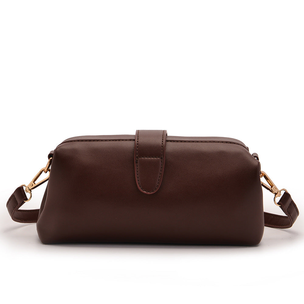 Coffee Chic Vintage Inspired PU Leather Crossbody Bag - Small Frame Doctor Style Purse with Adjustable Strap - Image 5