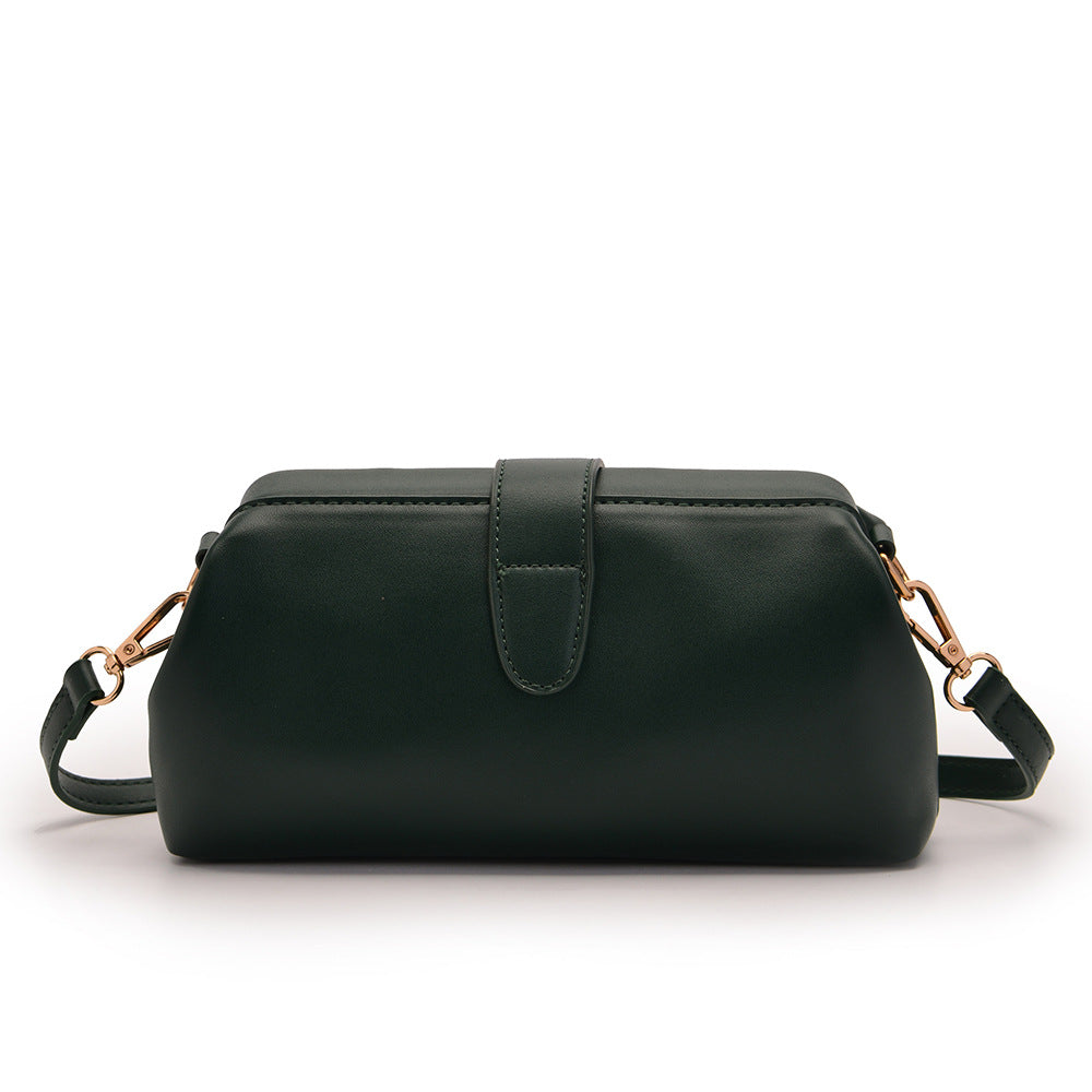 Dark Green Chic Vintage Inspired PU Leather Crossbody Bag - Small Frame Doctor Style Purse with Adjustable Strap - Image 5