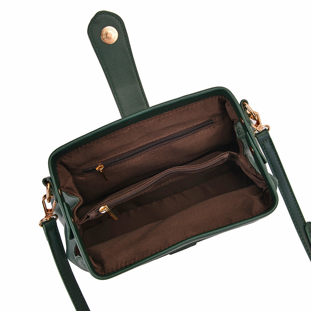 Dark Green Chic Vintage Inspired PU Leather Crossbody Bag - Small Frame Doctor Style Purse with Adjustable Strap - Image 6