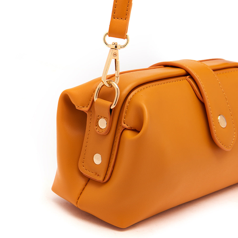 Yellow Chic Vintage Inspired PU Leather Crossbody Bag - Small Frame Doctor Style Purse with Adjustable Strap - Image 6