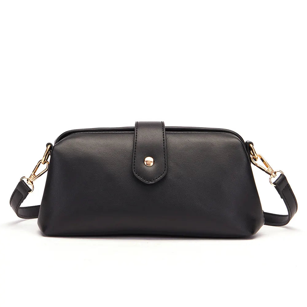 Black Chic Vintage Inspired PU Leather Crossbody Bag - Small Frame Doctor Style Purse with Adjustable Strap - Image 4