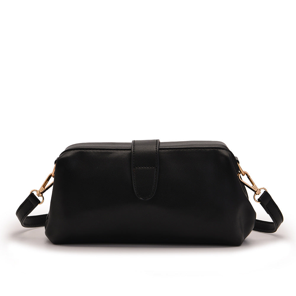 Black Chic Vintage Inspired PU Leather Crossbody Bag - Small Frame Doctor Style Purse with Adjustable Strap - Image 5