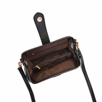 Black Chic Vintage Inspired PU Leather Crossbody Bag - Small Frame Doctor Style Purse with Adjustable Strap - Image 7