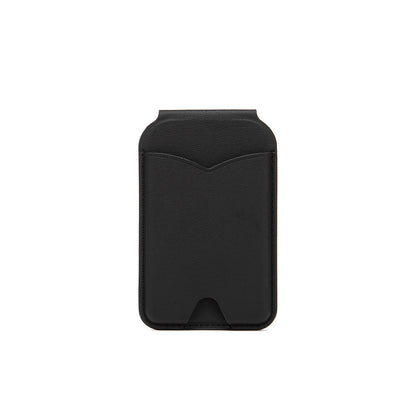 Black Chic MagSafe Wallet with Mirror & Stand - PU Leather Card Holder for iPhone 12-16 Series