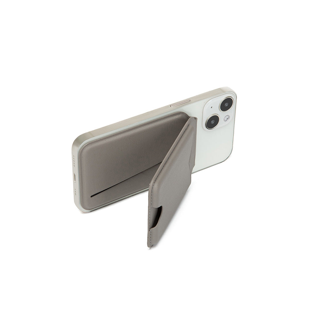 Black Chic MagSafe Wallet with Mirror & Stand - PU Leather Card Holder for iPhone 12-16 Series - Image 3