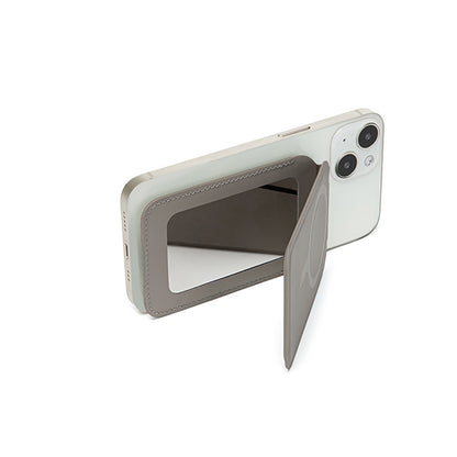 Black Chic MagSafe Wallet with Mirror & Stand - PU Leather Card Holder for iPhone 12-16 Series - Image 4
