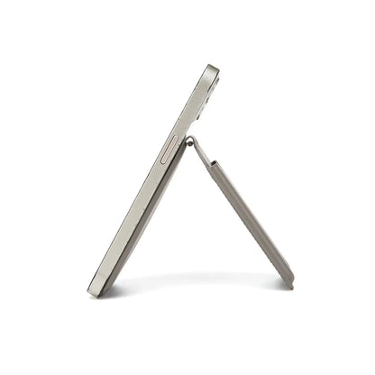 Grey Chic MagSafe Wallet with Mirror & Stand - PU Leather Card Holder for iPhone 12-16 Series - Image 4
