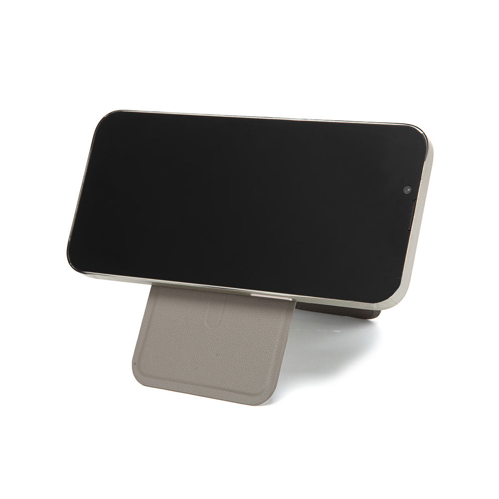 Light Grey Chic MagSafe Wallet with Mirror & Stand - PU Leather Card Holder for iPhone 12-16 Series - Image 6
