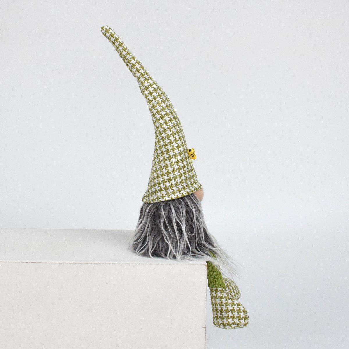 2 Pcs Charming Green Houndstooth Gnome - Plush Faceless Gonk with Long Dangle Legs - Adorable Shelf Sitter Home Decor Accent - Image 2