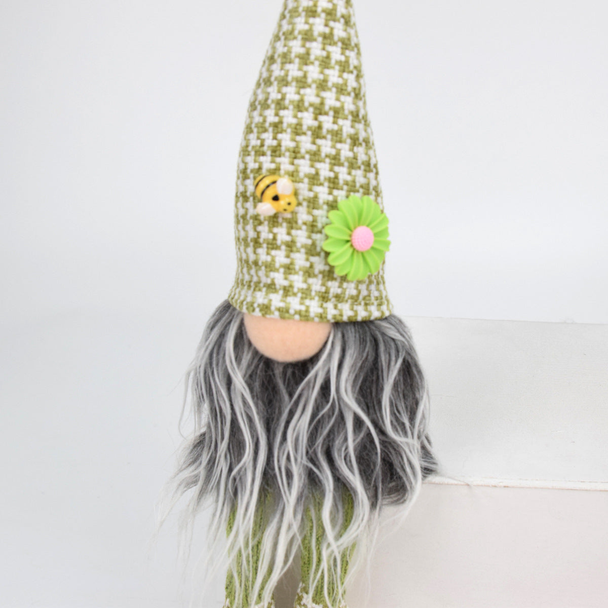 2 Pcs Charming Green Houndstooth Gnome - Plush Faceless Gonk with Long Dangle Legs - Adorable Shelf Sitter Home Decor Accent - Image 3